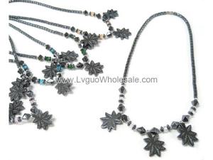 Maple Leaf Charm Hematite Pendant